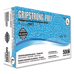 GripStrong® Poly Foodservice Grade Polyethylene Gloves, Clear, Large, Polyethylene, 500/Box, 20 Boxes/Carton