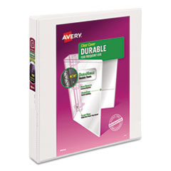 Avery® Durable View Binder with DuraHinge and Slant Rings, 3 Rings, 1" Capacity, 11 x 8.5, White, 4/Pack