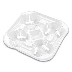 Chinet® StrongHolder Molded Fiber Cup Tray, 8 oz to 22 oz, Four Cups, White, 300/Carton