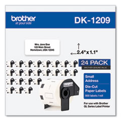 Brother Die-Cut Address Labels, 1.1 x 2.4, White, 800 Labels/Roll, 24 Rolls/Pack