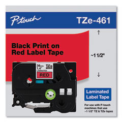Brother P-Touch® TZe Standard Adhesive Laminated Labeling Tape, 1.4" x 26.2 ft, Black on Red