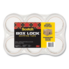 Scotch® Box Lock Shipping Packaging Tape, 3" Core, 1.88" x 54.6 yds, Clear, 6/Pack
