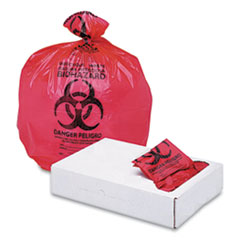 Boardwalk® Linear Low Density Health Care Trash Can Liners, 16 gal, 1.3 mil, 24 x 32, Red, 250/Carton