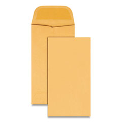 Quality Park™ Kraft Coin and Small Parts Envelope, #5, Square Flap, Gummed Closure, 2.88 x 5.25, Brown Kraft, 500/Box