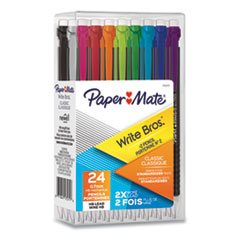 Paper Mate® Write Bros Mechanical Pencil, 0.7 mm, HB (#2), Black Lead, Assorted Barrel Colors, 24/Pack