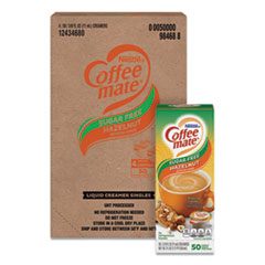 Coffee mate® Liquid Coffee Creamer, Sugar-Free Hazelnut, 0.38 oz Mini Cups, 50/Box, 4 Boxes/Carton