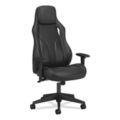 HON® Ryder Executive High-Back Leather Chair, Supports Up to 250 lb, 18.9" Seat Height, Black