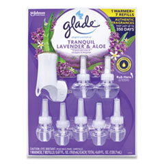 Glade® PlugIns Scented Oil Warmer and Refills, 1 Warmer/7 Refills, Lavender and Aloe, 0.67 oz, Ships in 1-3 Business Days