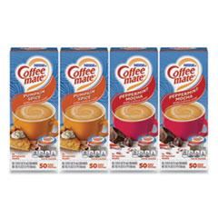 Coffee mate® Liquid Coffee Creamer, Peppermint Mocha/Pumpkin Spice, 0.38oz Mini Cups, 50/PK, 4 PK/CT, Delivered in 1-4 Business Days