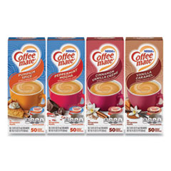 Coffee mate® Liquid Coffee Creamer, Cinnamon/Peppermint/Pumpkin/Vanilla, 0.38oz Mini Cups, 50/PK,4 PK/CT, Delivered in 1-4 Business Days