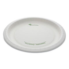 Pactiv Evergreen EarthChoice Pressware Compostable Dinnerware, Plate, 10" dia, White, 300/Carton