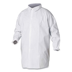 A20 Breathable Particle Protection Lab Coat, Hook and Loop Closure/Elastic Wrists/No Pockets, Large, White, 30/Carton