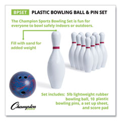 Plastic/Rubber 1 Bal W Champion Sports Bowling Set White