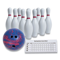Champion Sports Bowling Set, Plastic/Rubber, White, 10 Bowling Pins, 1 Bowling Ball