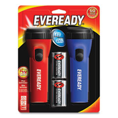 LED Economy Flashlight, Red/Blue, 2/Pack EVEL152SEA