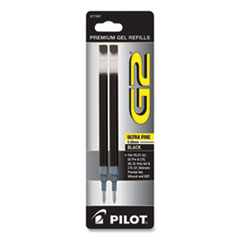Pilot® Refill for Pilot G2 Gel Ink Pens, Ultra-Fine Conical Tip, Black Ink, 2/Pack