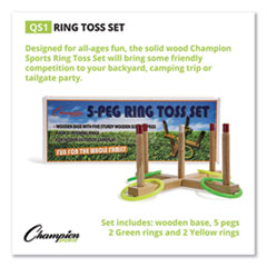 Champion Sports Ring Toss Set, Plastic/Wood, Assorted Colors, 5 Pegs, 4 Rings
