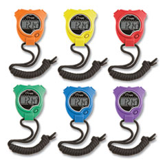 Champion Sports Water-Resistant Stopwatches, Accurate to 1/100 Second, Assorted Colors, 6/Box
