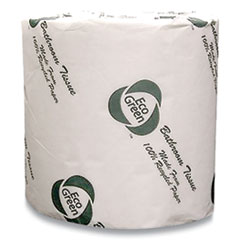 Eco Green® Recycled 2-Ply Standard Toilet Paper, Septic Safe, White, 600 Sheets/Roll, 48 Rolls/Carton