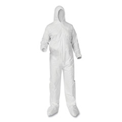 KleenGuard™ A35 Liquid and Particle Protection Coveralls, Zipper Front, Hood/Boots, Elastic Wrists/Ankles, White, 3X-Large, 25/Carton