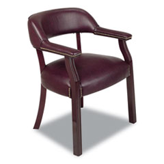Office Star™ Work Smart Traditional Vinyl Guest Chair, 25.5" x 24" x 30.75", Jamestown Oxblood Seat/Back, Mahogany Base