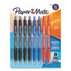 Paper Mate® Profile Gel Pen, Retractable, Medium 0.7 mm, Assorted Ink and Barrel Colors, 8/Pack