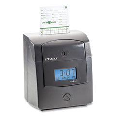 Pyramid Technologies 2650 Pro Auto Aligning Time Clock, LCD Display, Charcoal