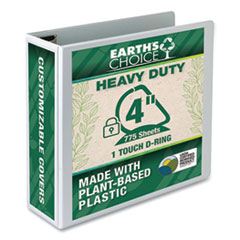 Samsill® Earth's Choice Heavy-Duty Biobased One-Touch Locking D-Ring View Binder, 3 Rings, 4" Capacity, 11 x 8.5, White