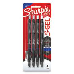 Sharpie® S-Gel™ S-Gel High-Performance Gel Pen, Retractable, Fine 0.5 mm, Blue Ink, Black Barrel, 4/Pack