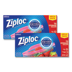 Ziploc® Seal Top Bags, 1 gal, 10.75" x 10.56, Clear, 75 Bags/Pack, 2 Packs/Box
