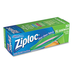 Ziploc® Sandwich Seal Top Bags, 8" x 7", Clear, 30/Box
