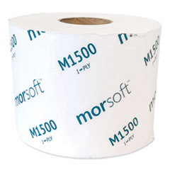 Morcon Tissue Morsoft Controlled Bath Tissue, Septic Safe, 1-Ply, White, 3.9" x 4", 1,500 Sheets/Roll, 36 Rolls/Carton