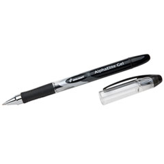 7520015005214, SKILCRAFT AlphaElite Gel Pen, Stick, Medium 0.7 mm, Black Ink, Black/Clear Barrel, Dozen