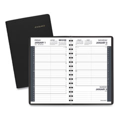 AT-A-GLANCE® Daily Appointment Book with 15-Minute Appointments, One Day/Page: Mon to Sun, 8 x 5, Black Cover, 12-Month (Jan to Dec): 2024