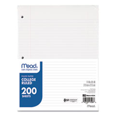 Mead® Filler Paper, 3-Hole, 8.5 x 11, College Rule, 200/Pack