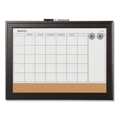 Quartet® Home Decor Magnetic Combo Dry Erase with Cork Board on Bottom, 23 x 17, Espresso Wood Frame