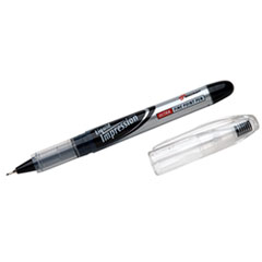 7520015194373, SKILCRAFT Liquid Impression Porous Point Pen, Stick, Fine 0.4 mm, Black Ink, Silver/Clear/Black Barrel, Dozen