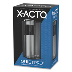 X-ACTO® Model 1612 Quiet Pro Electric Pencil Sharpener, AC-Powered, 3 x 5 x 9, Black/Silver/Smoke