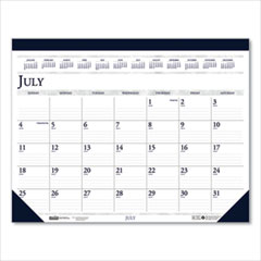 House of Doolittle™ Recycled Academic Desk Pad Calendar, 22 x 17, White/Blue Sheets, Blue Binding/Corners, 14-Month (July to Aug): 2021 to 2022