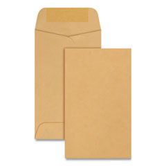 Quality Park™ Kraft Coin and Small Parts Envelope, #3, Round Flap, Gummed Closure, 2.5 x 4.25, Brown Kraft, 500/Box