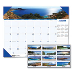 House of Doolittle™ Earthscapes Recycled Monthly Desk Pad Calendar, Coastlines Photos, 22 x 17, Black Binding/Corners,12-Month (Jan-Dec): 2022