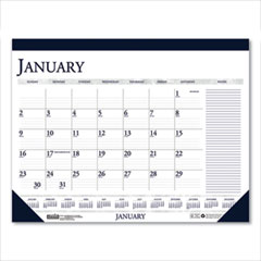 House of Doolittle™ Recycled Two-Color Monthly Desk Pad Calendar with Notes Section, 18.5 x 13, Blue Binding/Corners, 12-Month (Jan-Dec): 2024