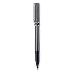 uni-ball® Deluxe Roller Ball Pen, Stick, Micro 0.5 mm, Red Ink, Metallic Gray Barrel, Dozen