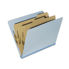 7530015567915, SKILCRAFT Pressboard Top Tab Classification Folder, 2 Dividers, 6 Fasteners, Letter Size, Light Blue, 10/Box