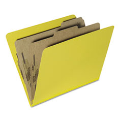 7530015567918, SKILCRAFT Pressboard Top Tab Classification Folder, 2 Dividers, 6 Fasteners, Letter Size, Yellow, 10/Box