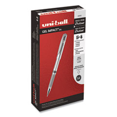 uni-ball® IMPACT Gel Pen, Stick, Medium 1 mm, Silver Metallic Ink, Silver Barrel
