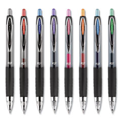 uniball® Signo 207 Gel Pen, Retractable, Medium 0.7 mm, Blue Ink, Smoke/Black/Blue Barrel, 4/Pack