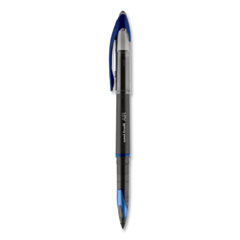 uniball® AIR Porous Gel Pen, Stick, Medium 0.7 mm, Blue Ink, Black/Blue Barrel, 3/Pack