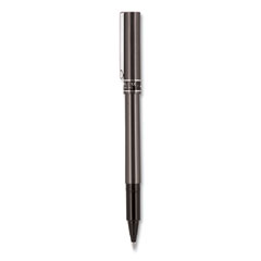 uni-ball® Deluxe Roller Ball Pen, Stick, Micro 0.5 mm, Black Ink, Metallic Gray Barrel, Dozen