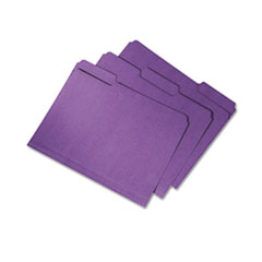 7530015664133, SKILCRAFT Recycled File Folders, 1/3-Cut 2-Ply Tabs: Assorted, Letter Size, 0.75" Expansion, Purple, 100/Box